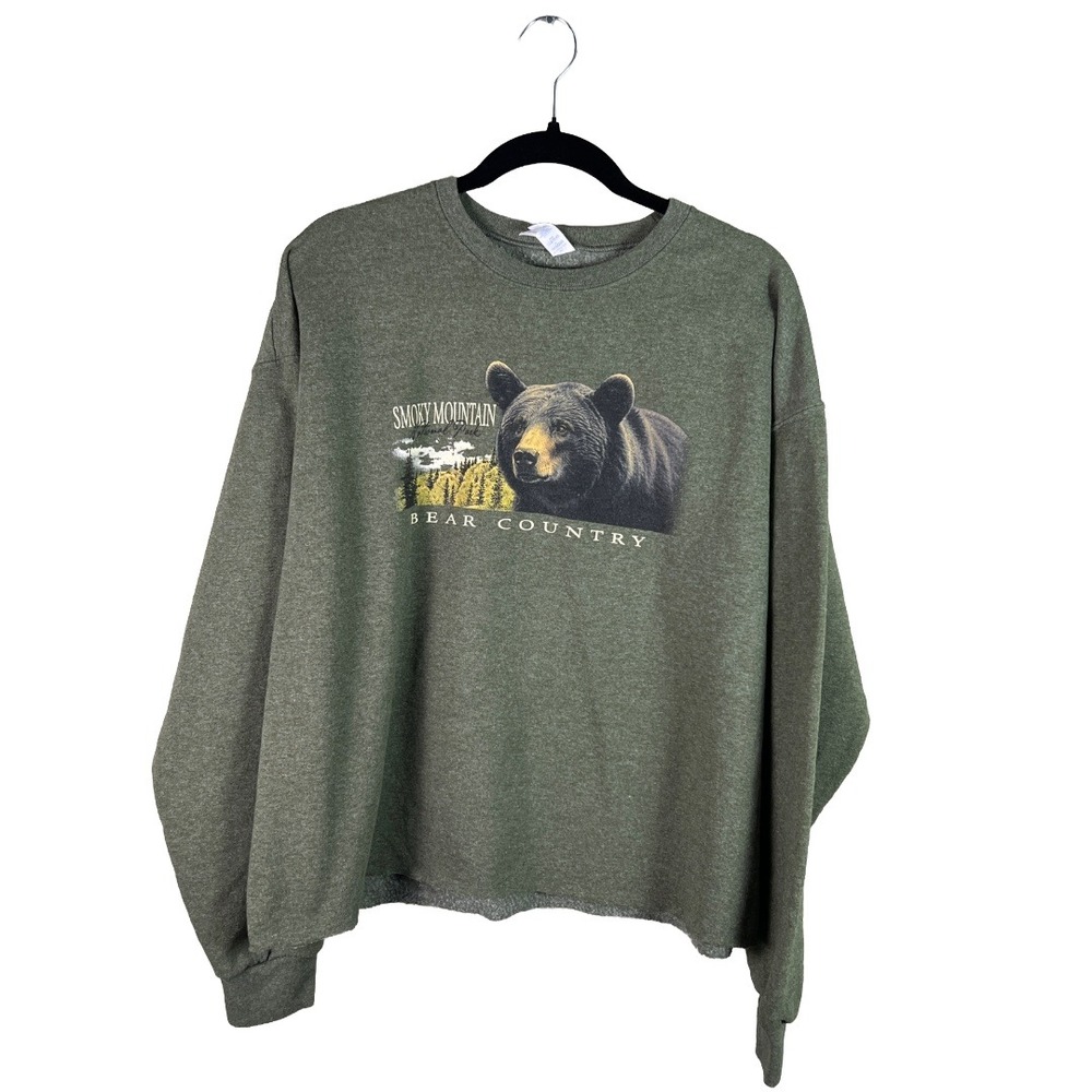 90s Jerzees Smoky Mountain Bear Country Sweatshirt XL Green Outdoor Gorpcore‎